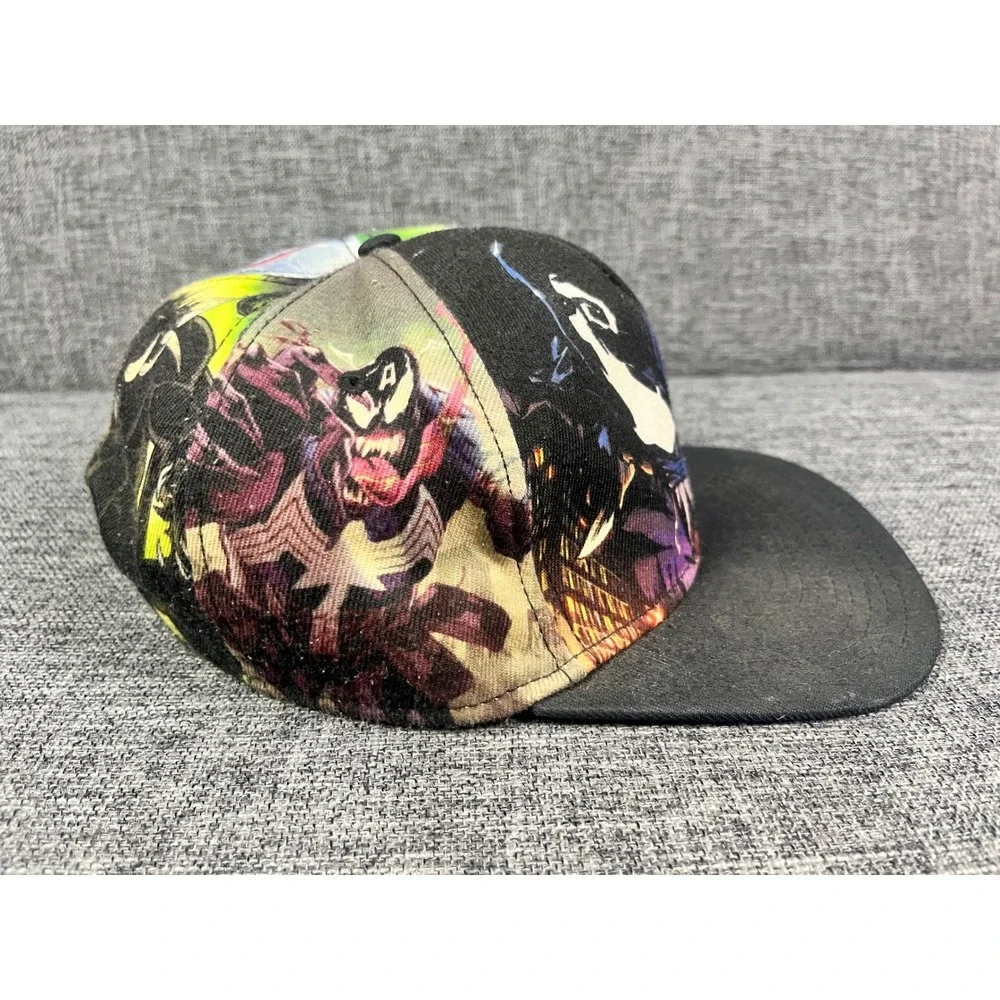 Marvel Comics Venom All Over Print Snapback Hat Black Flat Brim Adjustable Cap